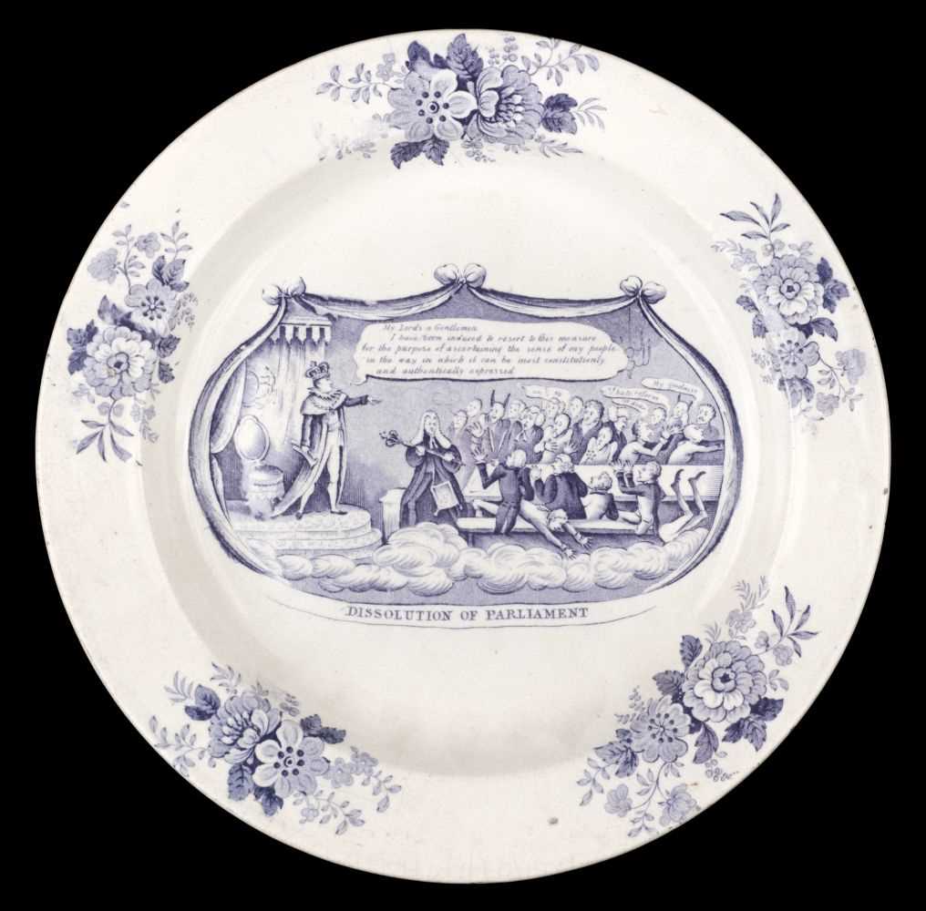 Lot 352 - Reform Act. A William IV pottery plate made to commemorate the Reform Act of 1832