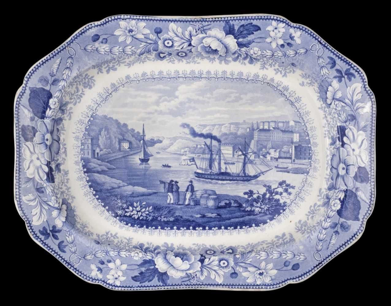 Lot 349 - Bristol Pottery. A Pountney & Allies 'Bristol Views Series' pottery meat plate circa 1830