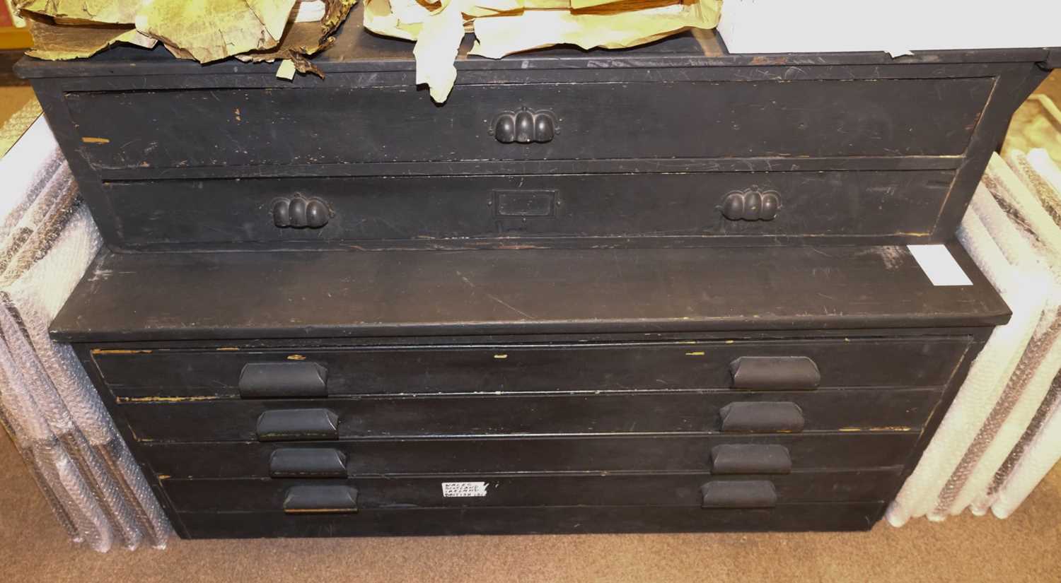 Lot 216 Plan Chests. Two painted plan chests,