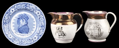 Lot 504 - Queen Caroline. A commemorative earthenware jug circa 1821