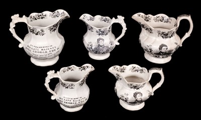 Lot 362 - A collection of George IV commemorative pottery jugs circa 1830