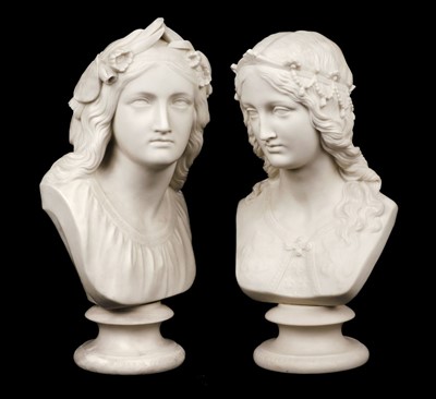 Lot 243 - Copeland parian ware busts of Enid and Oenone, circa 1860