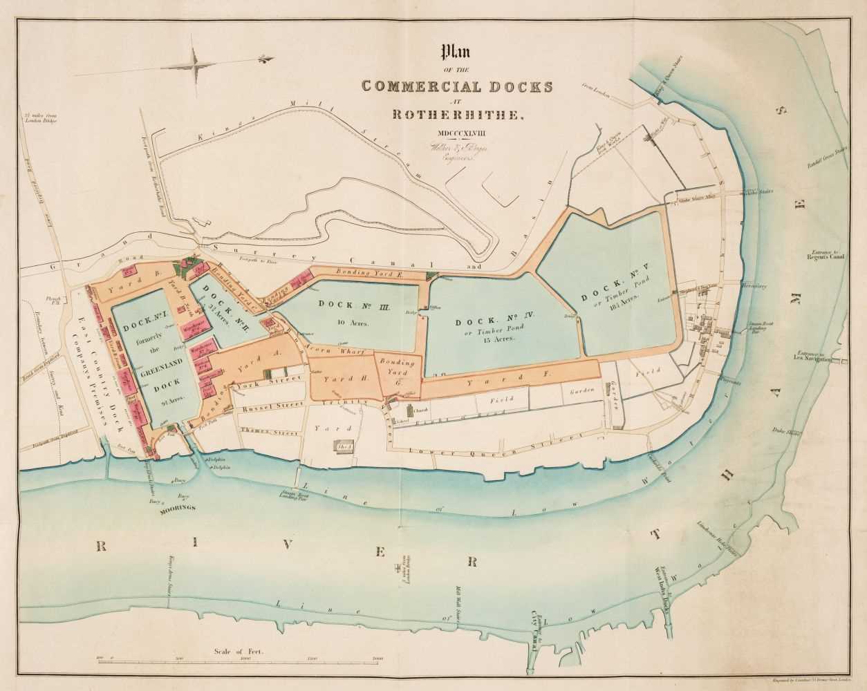Lot 34 - London Docks. Gardner (J.), Plan of the Commercial Docks at Rotherhithe, 1848