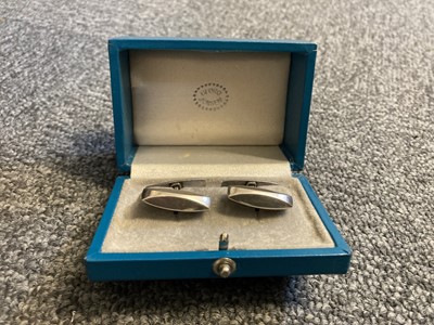 Lot 395 - A pair of silver cufflinks, no. 90 designed by Flemming Eskildsen for Georg Jensen