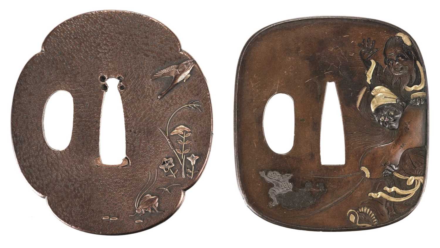 Lot 325 - Japanese Sword Guards. A Japanese bronze tsuba, Meiji period 1868-1912