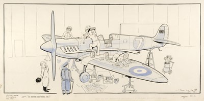 Lot 68 - Aviation artwork. A group of 3 pen & ink and wash aviation cartoons by Pilot Officer Page, 1938/1943