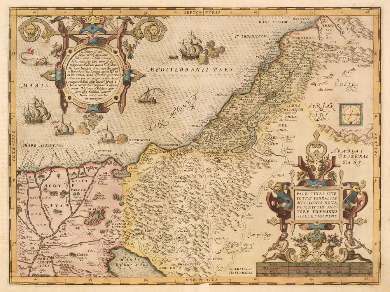 Lot 227 - Holy Land. Ortelius (Abraham), Palestinae sive Totius Terrae Promissionis nova Descriptio [1589]