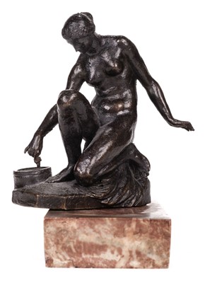Lot 145 - Italian School, Crouching nude bather stirring water in a Pot, later 19th century, bronze
