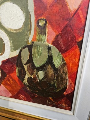 Lot 175 - Fedden, Mary,  Still Life with Artichoke Flowers, 1963, oil on board, signed and dated