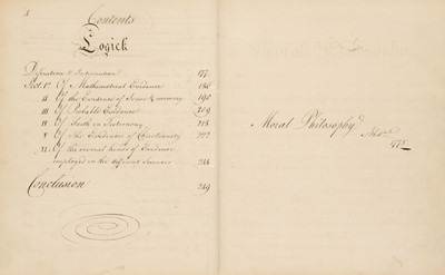 Lot 373 - Beattie (James, 1735-1803). Three manuscript volumes of Beattie’s philosophy lectures