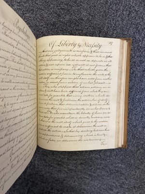 Lot 373 - Beattie (James, 1735-1803). Three manuscript volumes of Beattie’s philosophy lectures