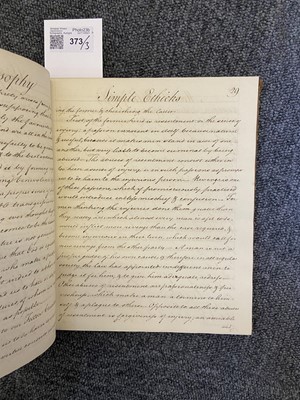 Lot 373 - Beattie (James, 1735-1803). Three manuscript volumes of Beattie’s philosophy lectures