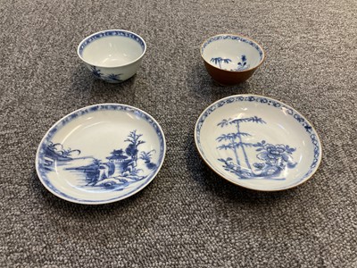 Lot 300 - Nanking Cargo. A Chinese Batavia Ware blue and white porcelain tea bowl and saucer