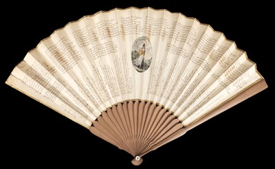 Lot 463 - Manuscript fan. A Regency fan with watercolours and verse, circa 1800