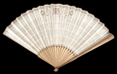 Lot 464 - Opera fan. Printed fan, Publish'd as the Act directs by the Proprieter for the Opera Office, 1796