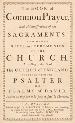 Lot 139 - Baskerville Press. The Book of Common Prayer, and Administration of the Sacraments, 1760