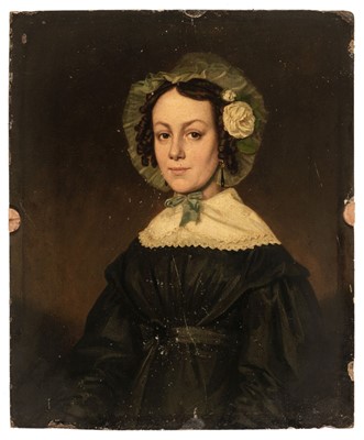 Lot 63 - English School, Portrait of a Young Woman, oil on panel, circa 1830s