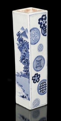 Lot 130 - Vase. A rare early Arita monochrome square Japanese porcelain vase, circa1660