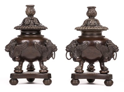 Lot 231 - Censers. A pair of Regency period bronze censers