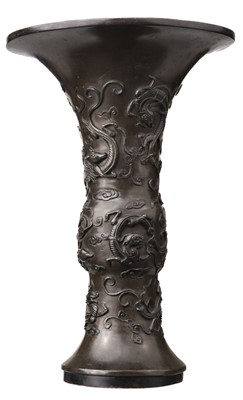 Lot 76 - Vase. Chinese archaic bronze Gu-shaped vase, early Qing Dynasty (17th/18th century)