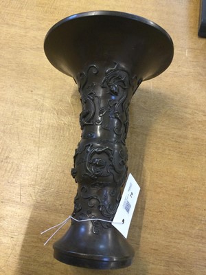 Lot 76 - Vase. Chinese archaic bronze Gu-shaped vase, early Qing Dynasty (17th/18th century)