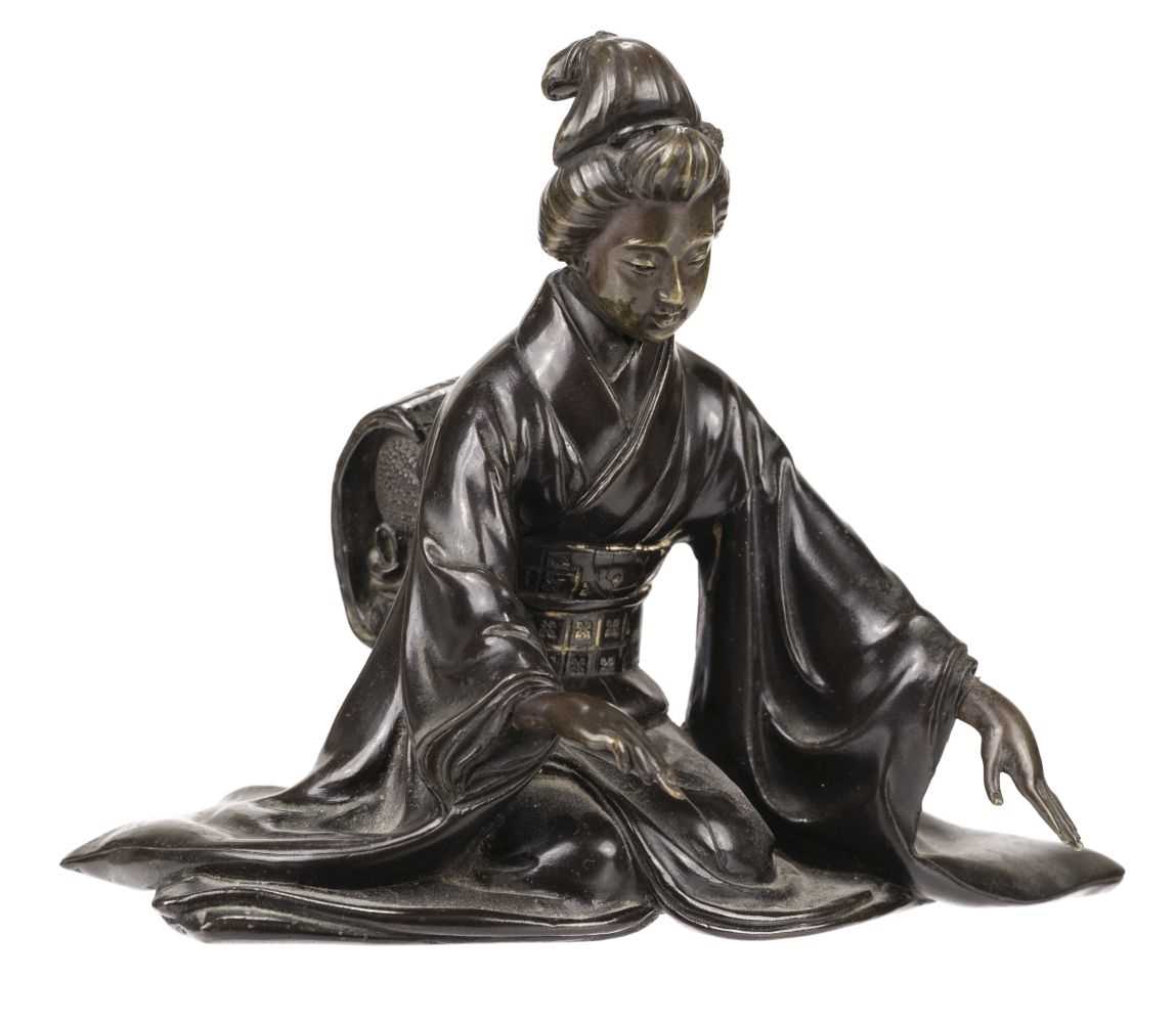 Lot 68 - Geisha. Japanese bronze Geisha figure, Meiji period