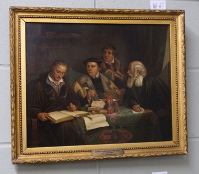 Lot 69 - Labouchère (P. A). Martin Luther translating the bible, 1854, oil on canvas