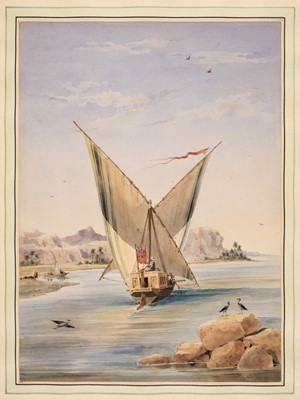 Lot 110 - Prisse d'Avennes (Émile, 1807-1879). Dahabieh on the Nile