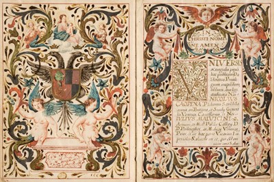 Lot 73 - Illuminated Diploma. A hand-illuminated diploma on vellum in Latin, Venice, 1644