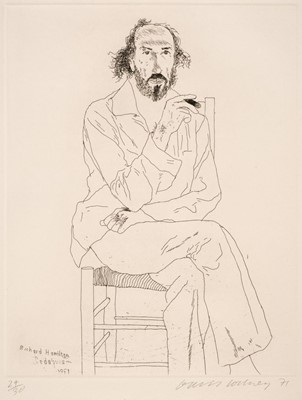 Lot 267 - Hockney (David, 1937-). Portrait of Richard Hamilton, 1971, etching and aquatint