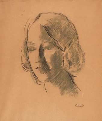 Lot 327 - Kramer (Jacob, 1892-1962). Head of a Woman, 1920s, black and blue chalk