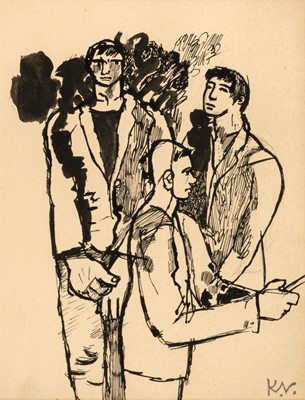 Lot 212 - Vaughan (Keith, 1912-1977 ). Three Workmen, circa 1941, pen and black ink