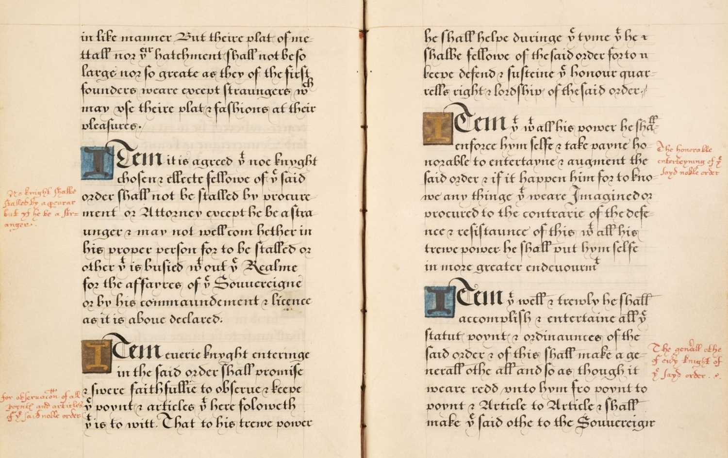 Lot 21 - Order of the Garter. Illuminated manuscript