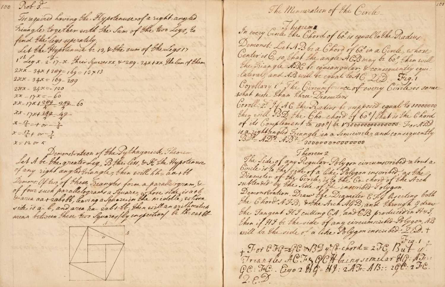 Lot 126 - Mathematics Notebook. A manuscript maths and commonplace notebook, seemingly compiled by Robert Parker
