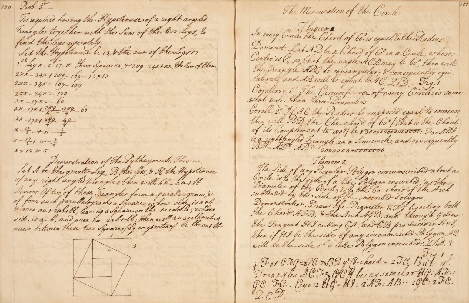 Old Math Matical Lot 126 - Mathematics Notebook. A manuscript maths and