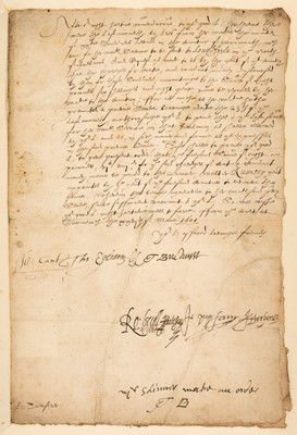 Lot 35 - Privy Council Warrant. A manuscript Privy Council warrant to Lord Buckhurst, 1601