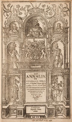 Lot 46 - Stow (John). The Annales, or Generall Chronicle of England, 1615, with Godwin (F.), Rerum Anglicarum