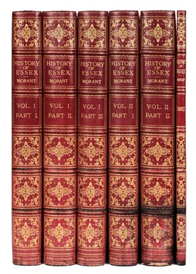 Lot 145 - Morant (Philip). The History and Antiquities of Essex, 1768, EXTRA ILLUSTRATED, 5 volumes + Index