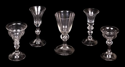 Lot 271 - Drinking Glasses. Group of 18th century air-trap drinking glasses