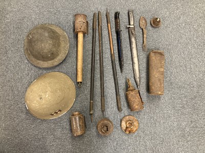 Lot 389 - War Relics. WWI German K98 bayonet and other items