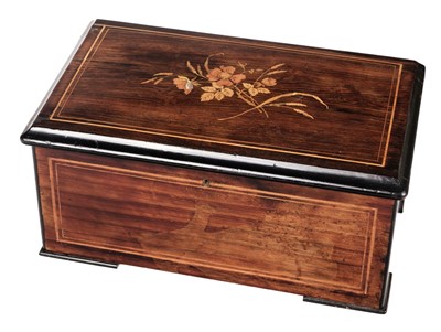 Lot 392 - Musical Box. A 19th century French rosewood inlaid musical box