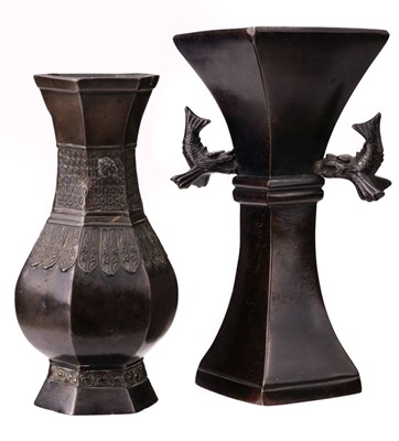 Lot 71 - Japanese Bronze Kabin (vases), 18/19th Century