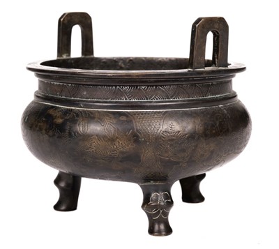 Lot 583 - Incense Burner. Chinese bronze incense burner, Qing Dynasty