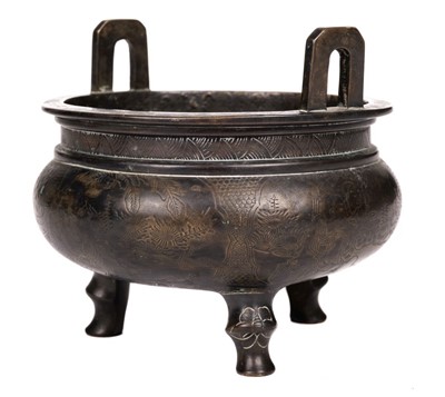 Lot 90 - Incense Burner. Chinese bronze incense burner, Qing Dynasty