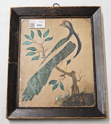 Lot 433 - Pinprick pictures. A pair of watercolour pictures of birds, early 19th century