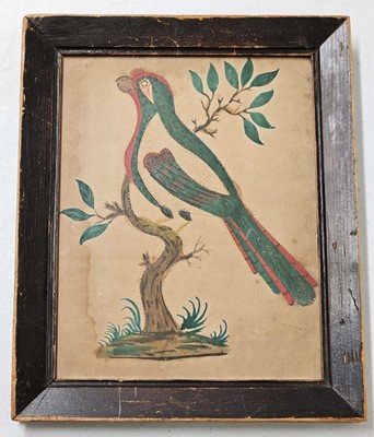 Lot 433 - Pinprick pictures. A pair of watercolour pictures of birds, early 19th century