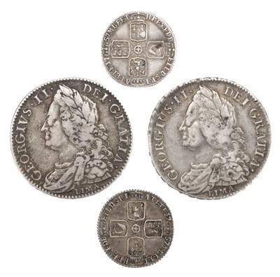 Lot 261 - George II (1727-1760). Halfcrown 1746 and other coins