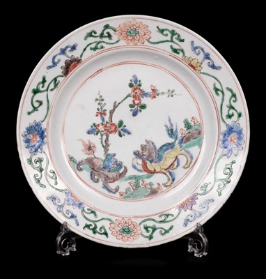 Lot 113 - Plate. Japanese Arita porcelain polychrome plate, Edo Period, 18th Century