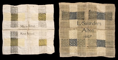 Lot 440 - Samplers. Two Alton School darning samplers, by Maria Tothill, circa 1790s, and L. Saunders, 1807