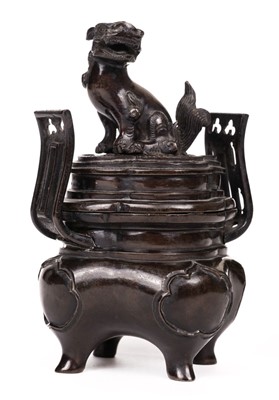 Lot 595 - Koro. Japanese bronze koro (incense burner), Meiji Period